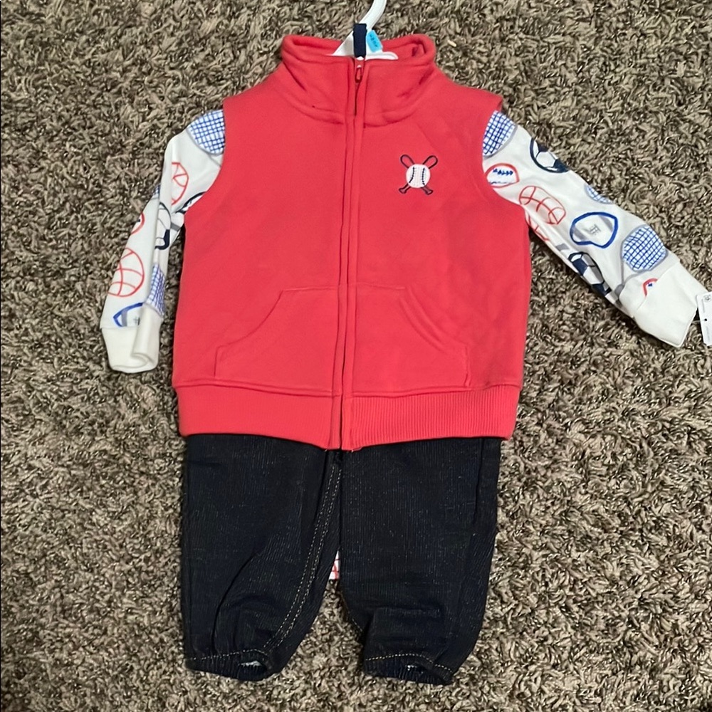 6mo boys vest, pants, onesie set NWT